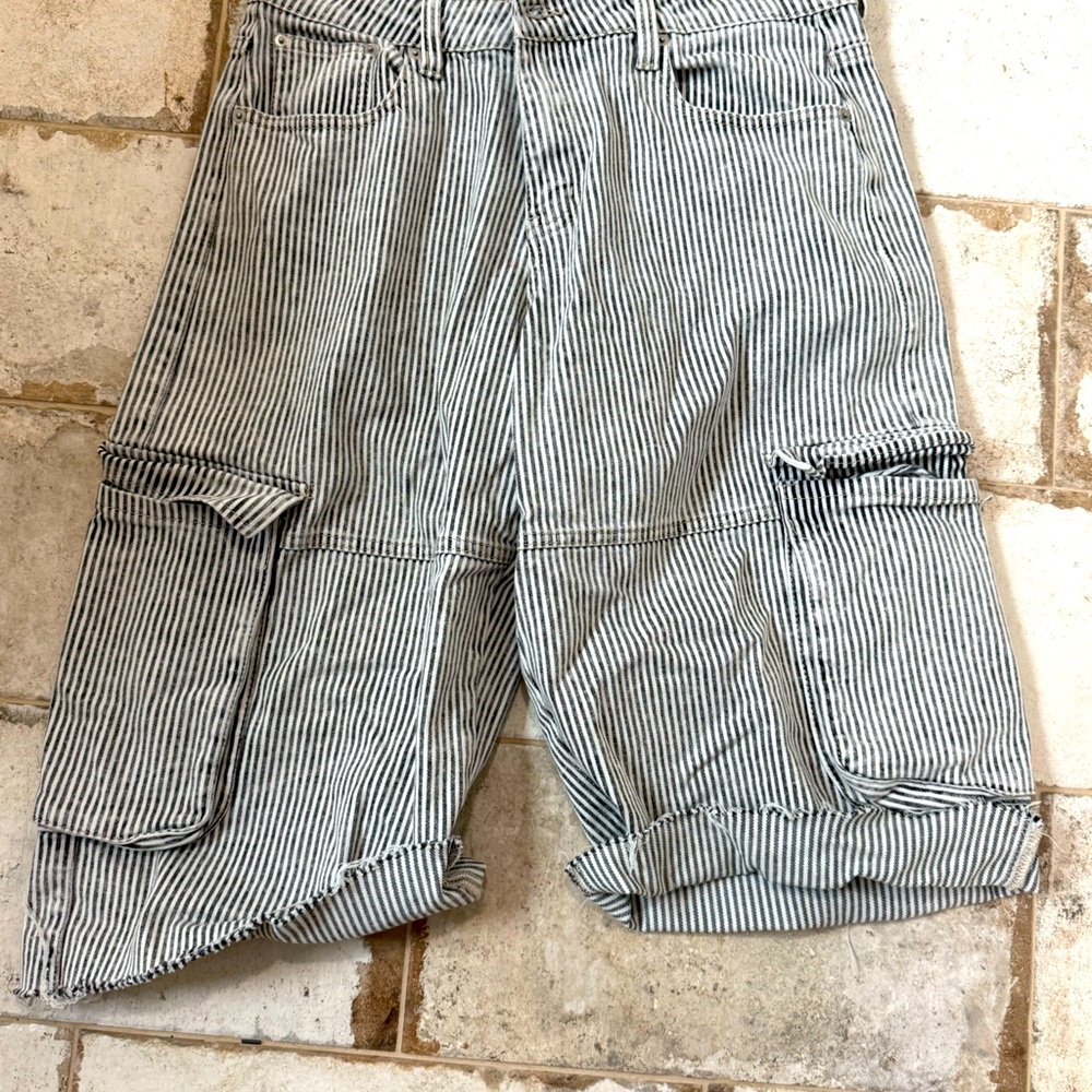 Pinstripe oversized long shorts